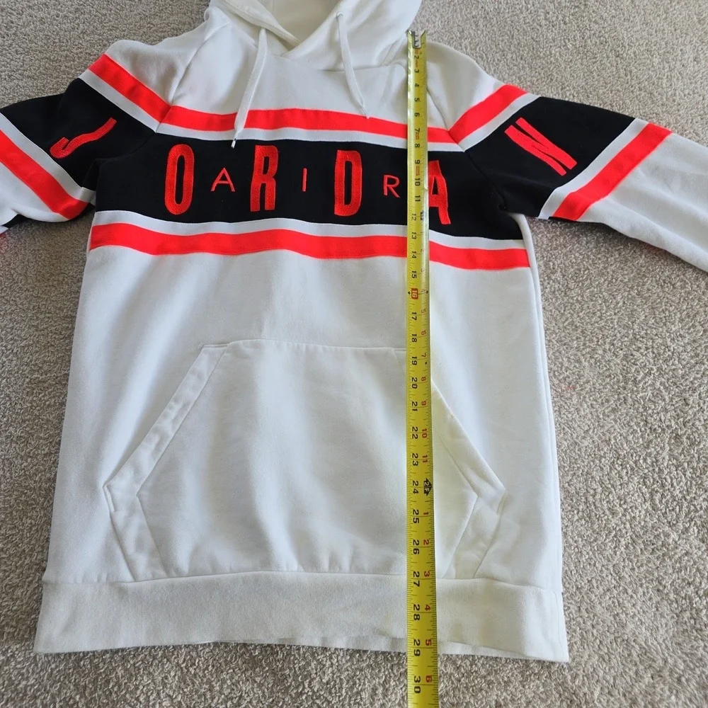 Nike Air Jordan Hoodie Men's S Pull-Over Sweatshirt White W/Orange & Black Retro
